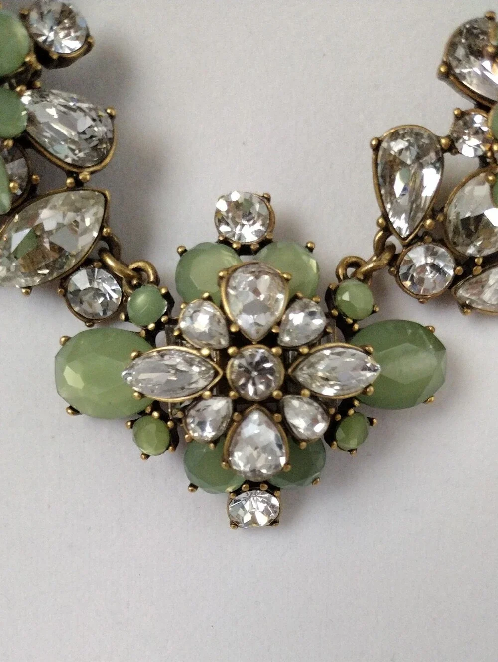 J. Crew Rhinestones Key Lime Accents Statement Necklace